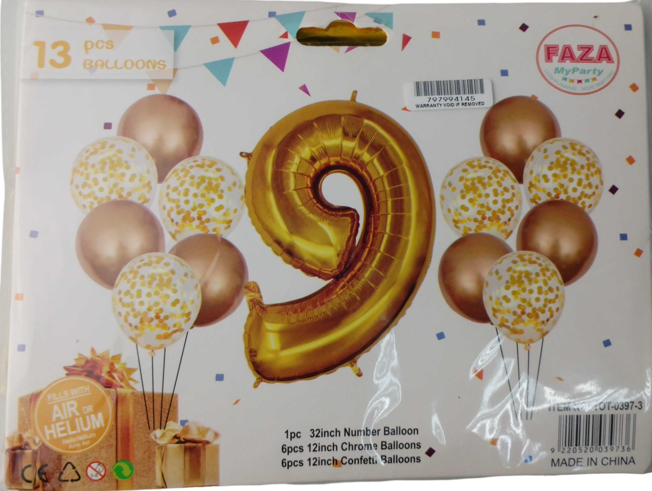 Casey 13pc Gold and White Balloon Set Nr 9