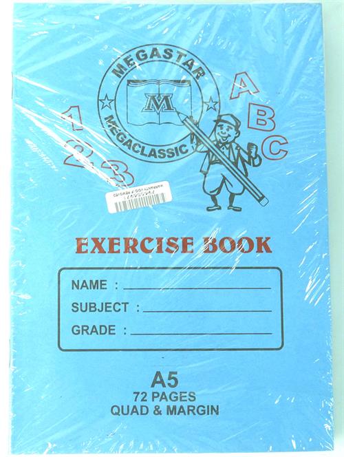 Megastar A5 Exercise Book 72page Quad and Margin