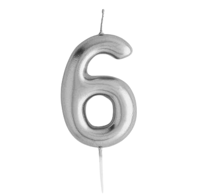 Casey 10cm Silver Numerical Birthday Candle Nr.6