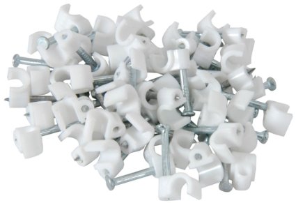Noble Round Cable Clips 12mm White 100 Pieces per