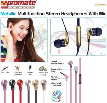 Promate Chrome Metallic Multifunction Stereo