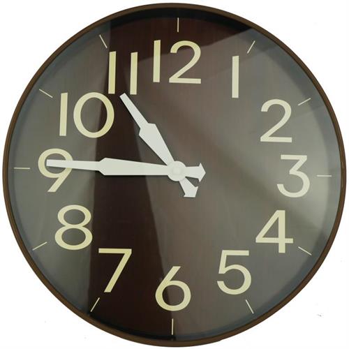 Casey Wall Clock Woodgrain outer rim with Brown