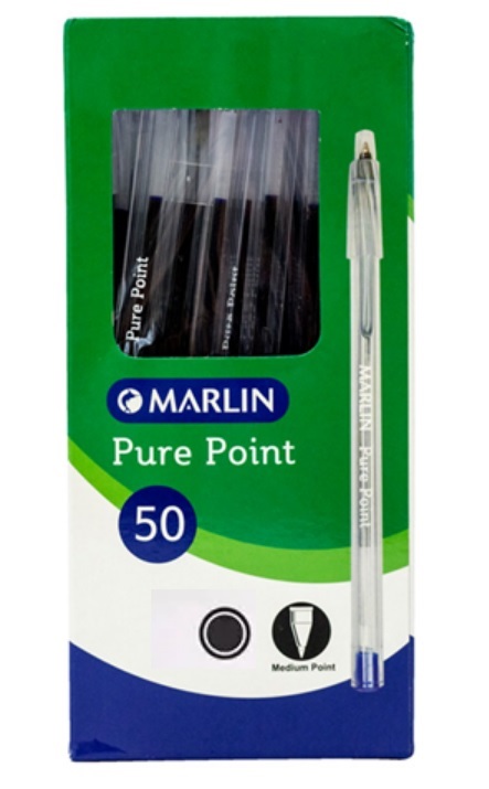 Marlin Pure Point Transparent Pens Box of 50