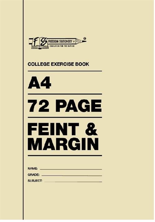 Freedom A4 72 Pages College Exercise Book Feint