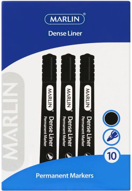 Marlin Dense Permanent Markers 10's Black