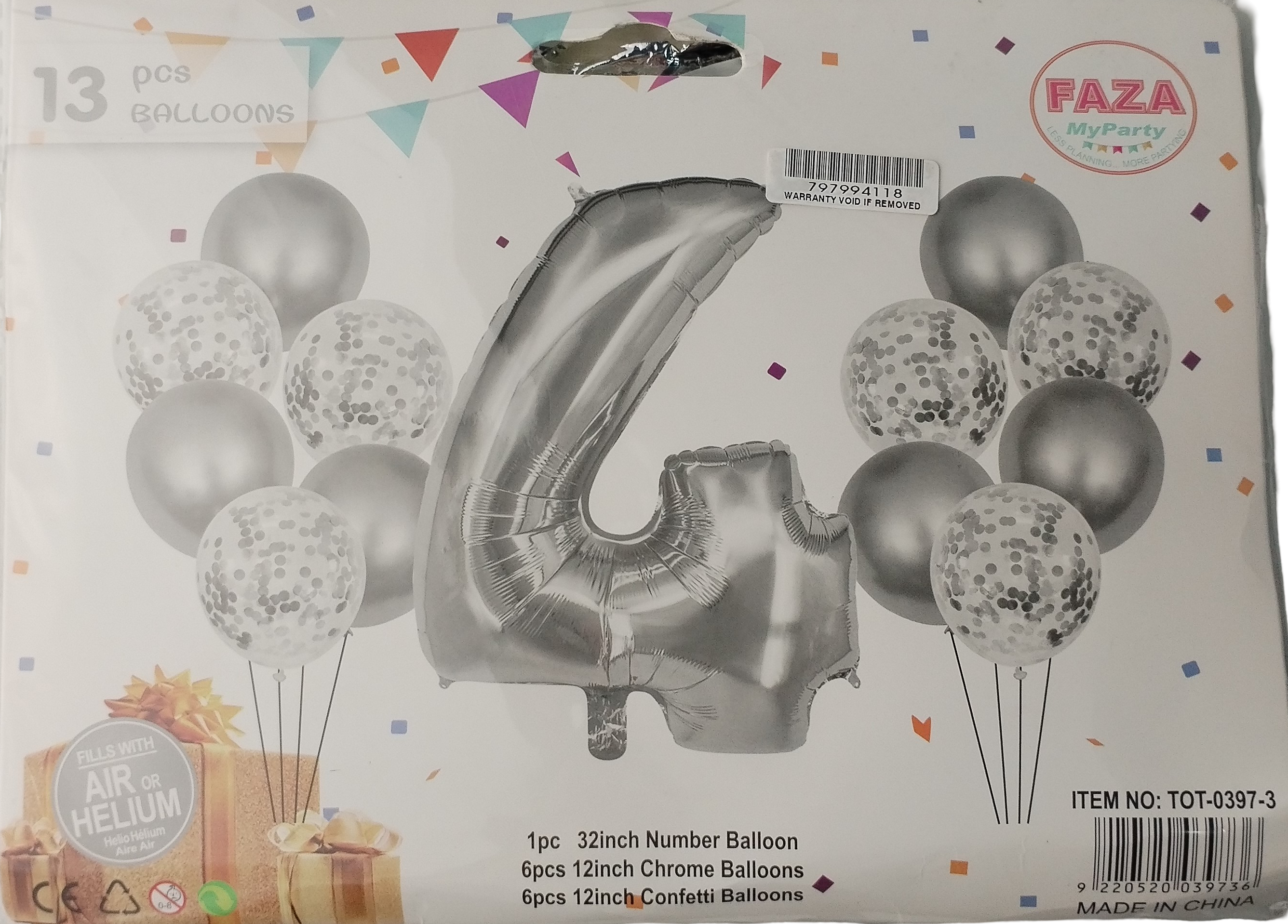 Casey 13pc Silver and White Balloon Set Nr 4