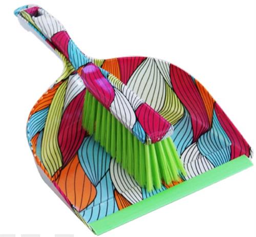 Totally Dust Pan Broom Set Rainbow Design Retail