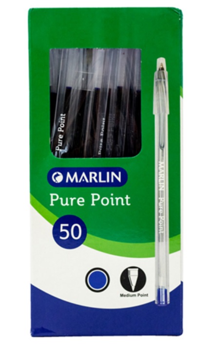 Marlin Pure Point Transparent Pens Box of 50