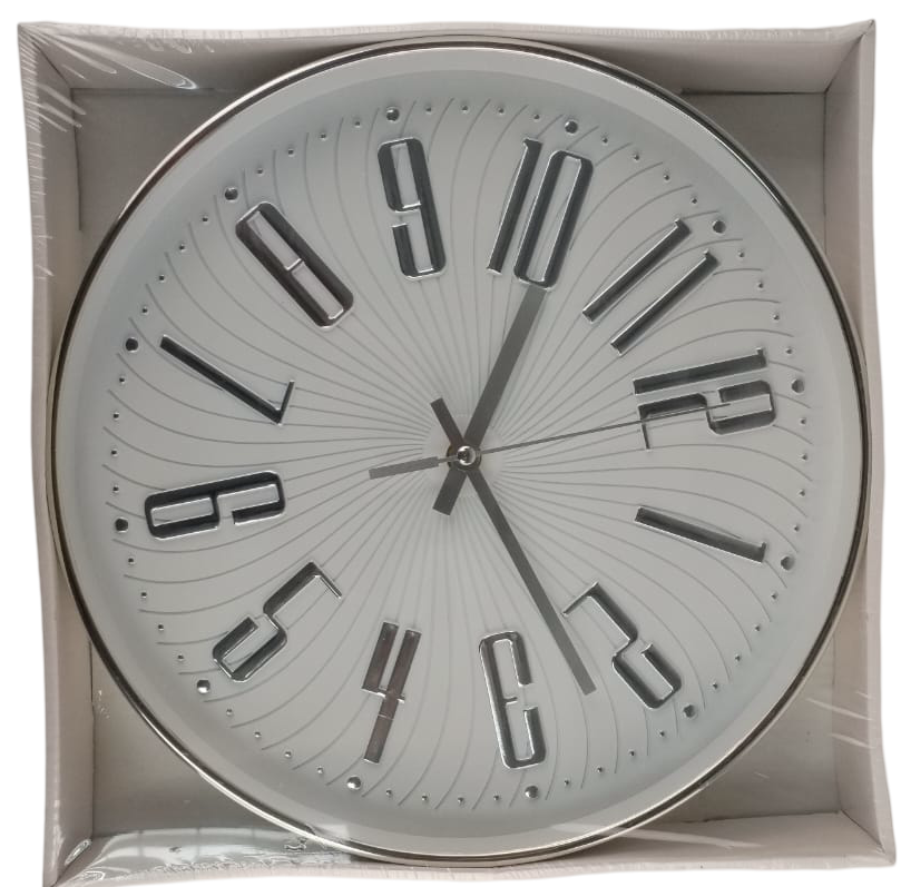 Casey Wall Clock Silver Outer Rim With Silver