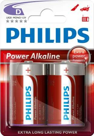 Philips Power Alkaline Battery LR20P2B 2 X D