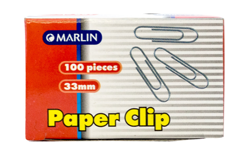 Marlin Paper Clips Silver 33mm Box